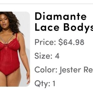 Torrid Red Lace Bodysuit